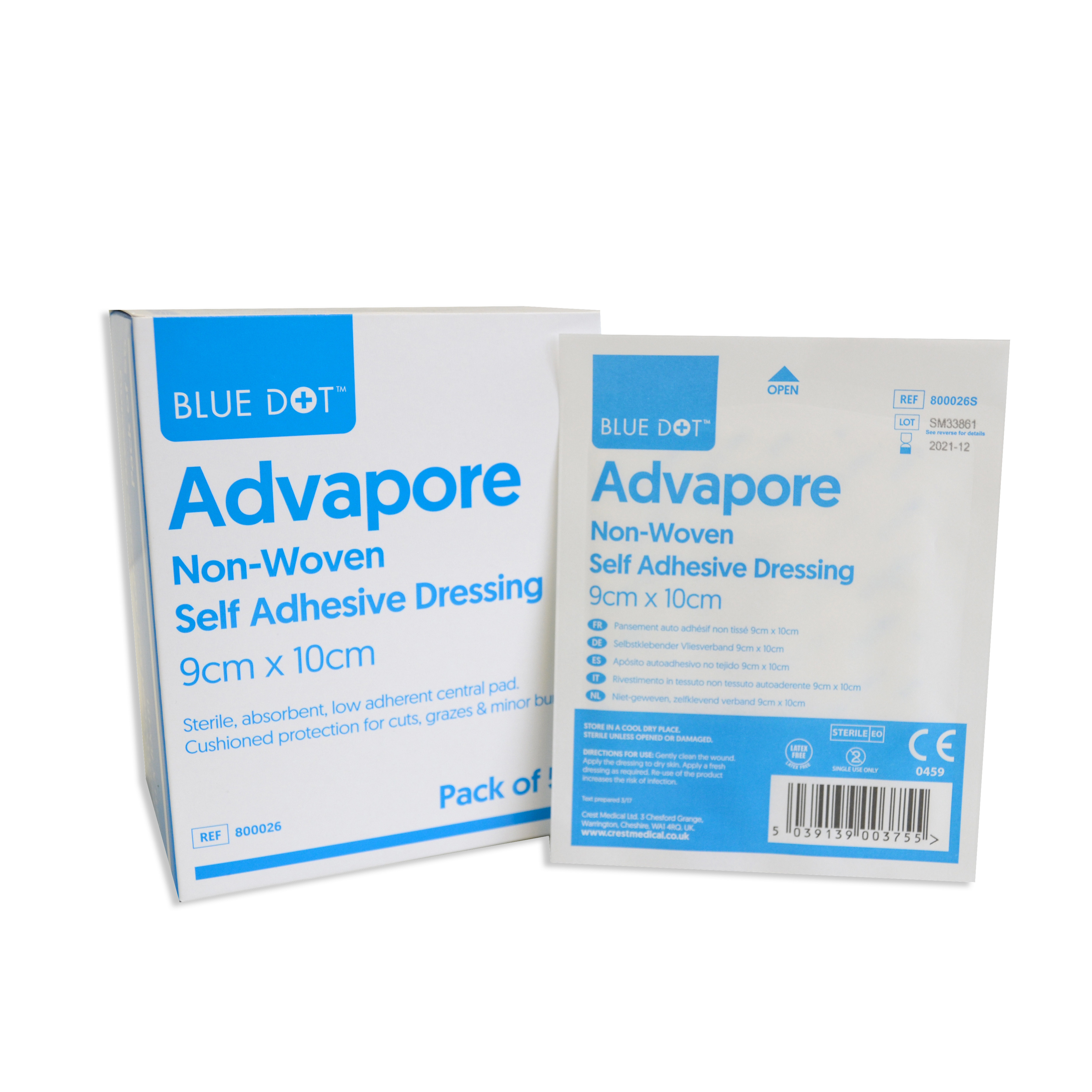 Blue Dot Advapore Self Adhesive NonWoven Wound Dressing Box of 50
